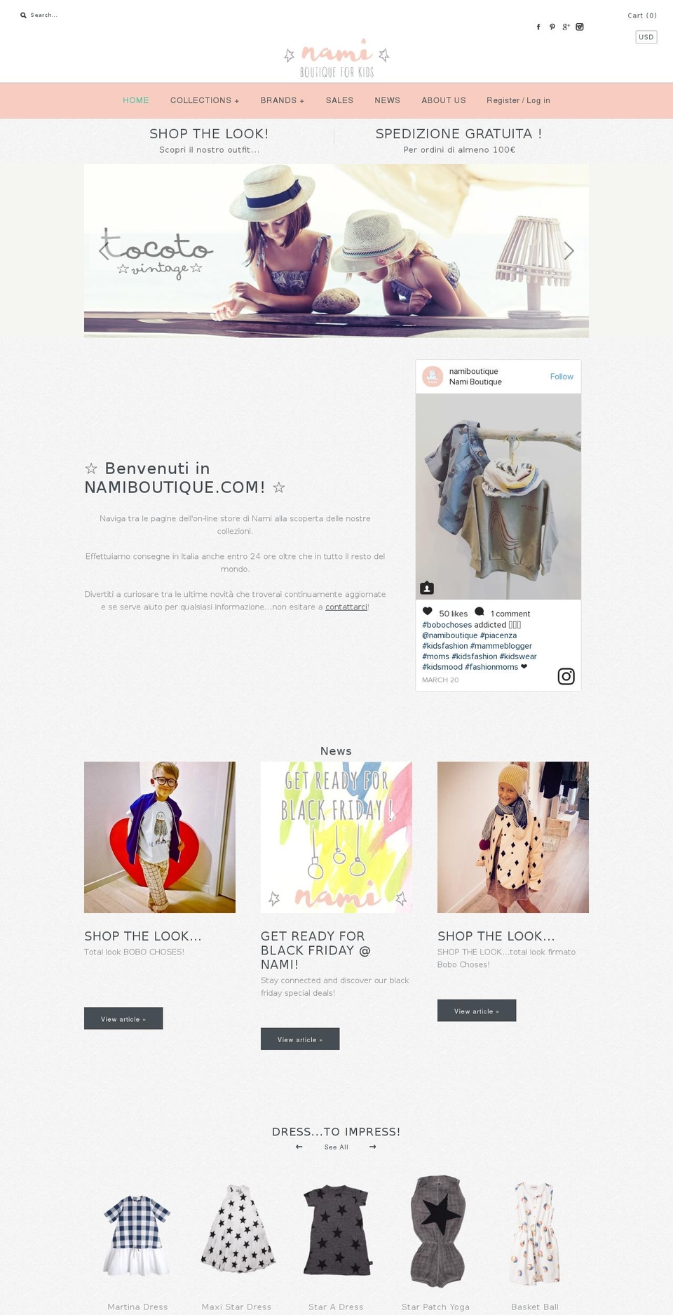 namiboutique.com shopify website screenshot