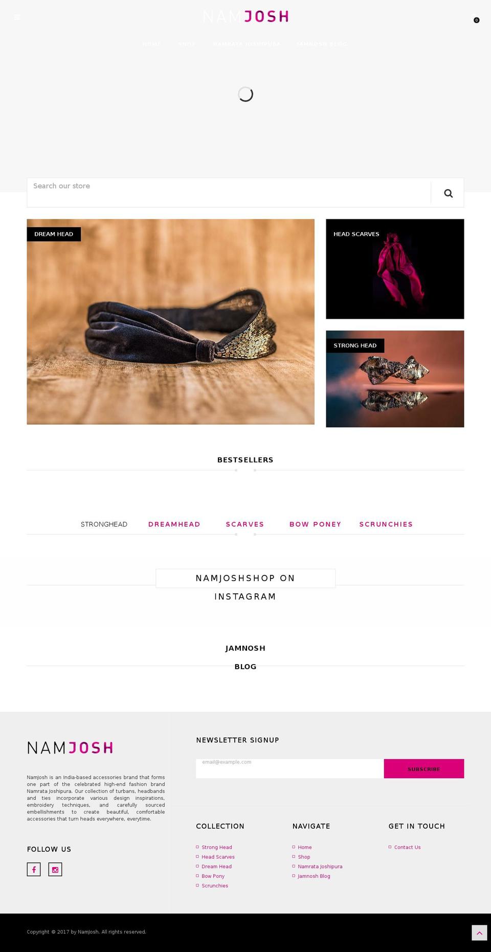 namjosh.com shopify website screenshot