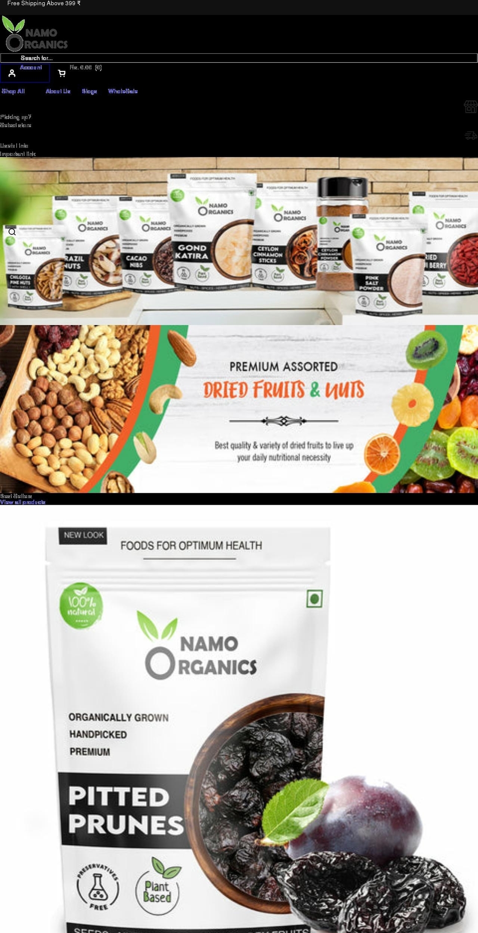 namoorganics.in shopify website screenshot