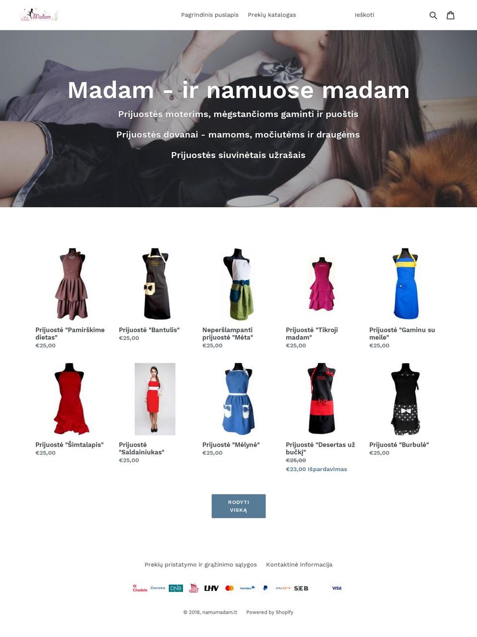 namumadam.lt shopify website screenshot