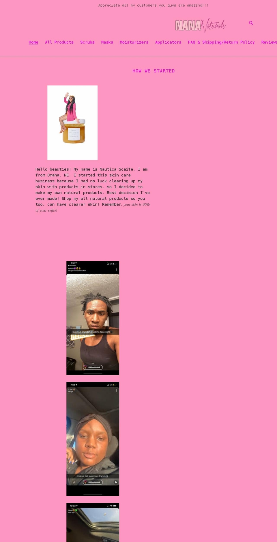 nana-naturals.com shopify website screenshot