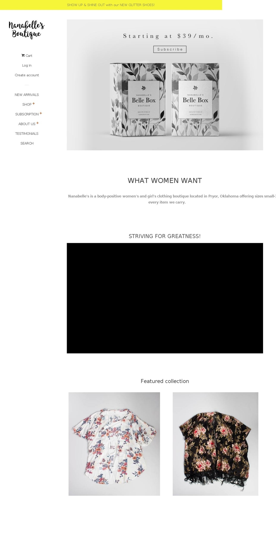 nanabellesboutique.com — Shopify storefront screenshot