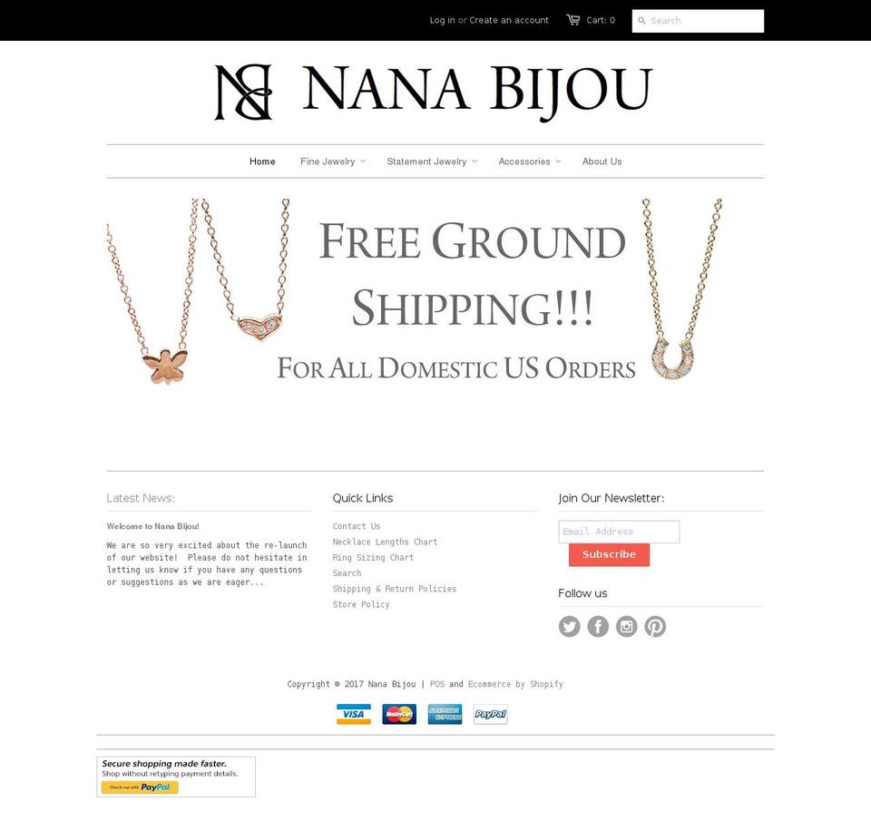 nanabijoujewelry.com shopify website screenshot