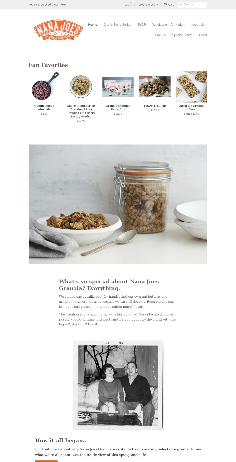 nanajoes.com shopify website screenshot