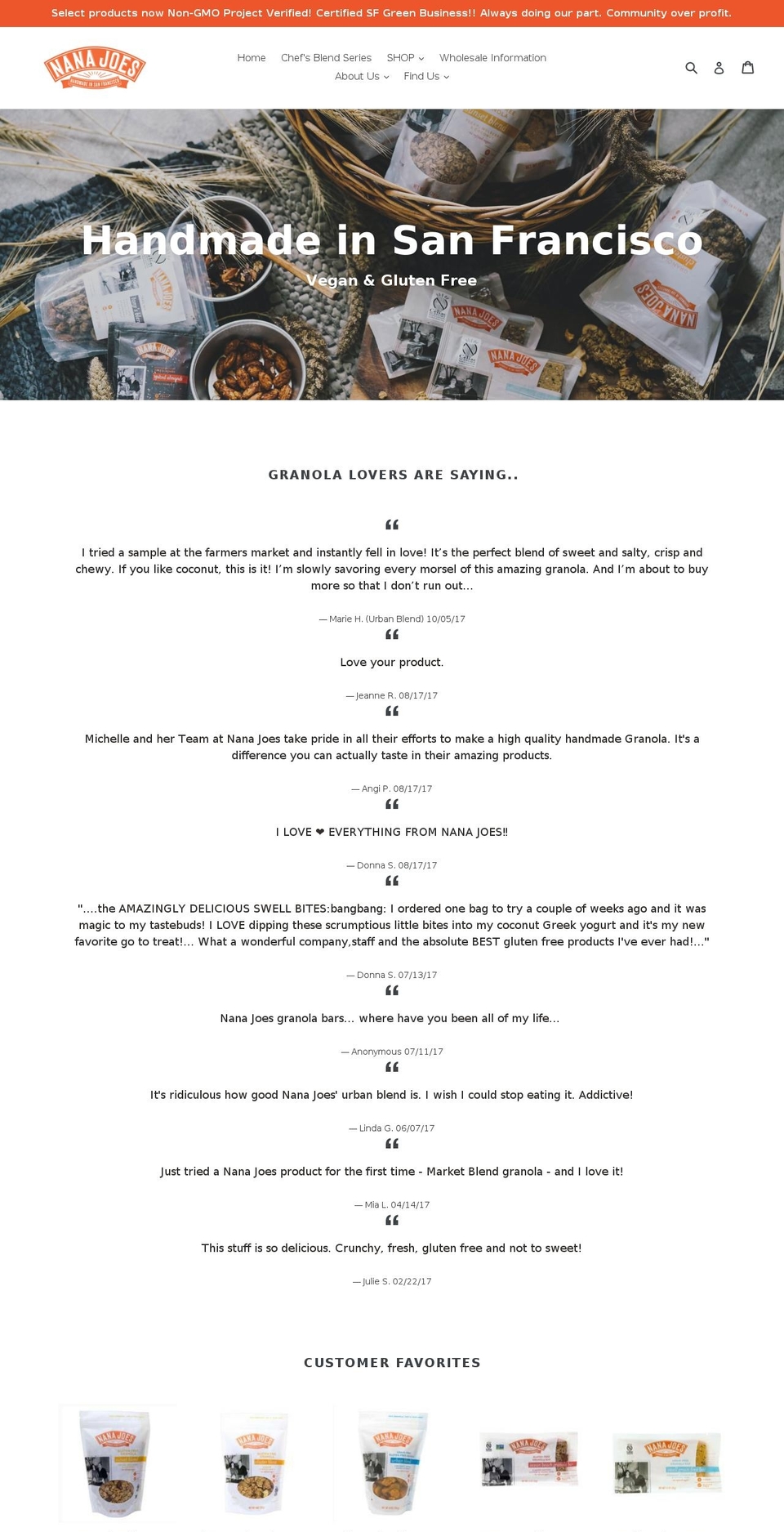 nanajoesgranola.com — Shopify storefront screenshot