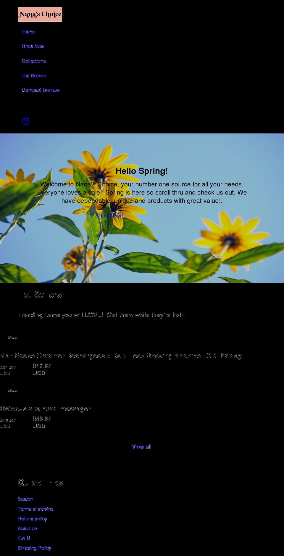 nanas-choice.myshopify.com shopify website screenshot
