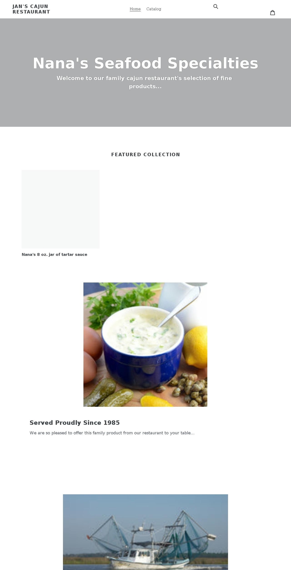 nanaseafoodspecialties.com shopify website screenshot