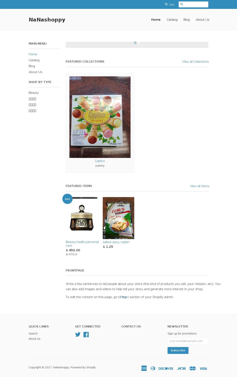nanashoppy.com shopify website screenshot