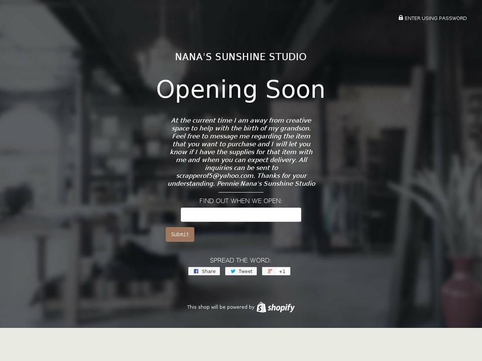 nanassunshinestudio.com shopify website screenshot
