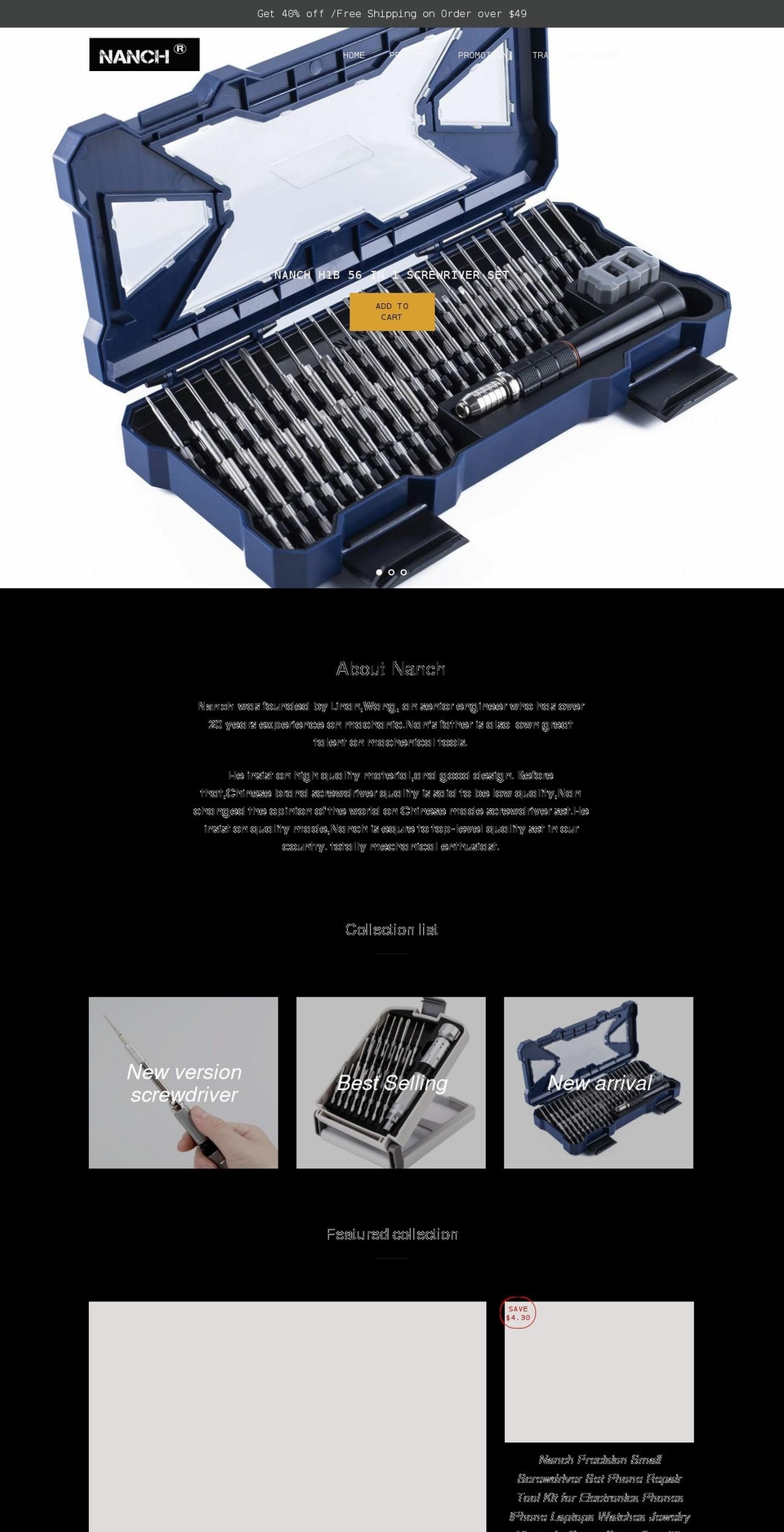 nanchtools.com shopify website screenshot