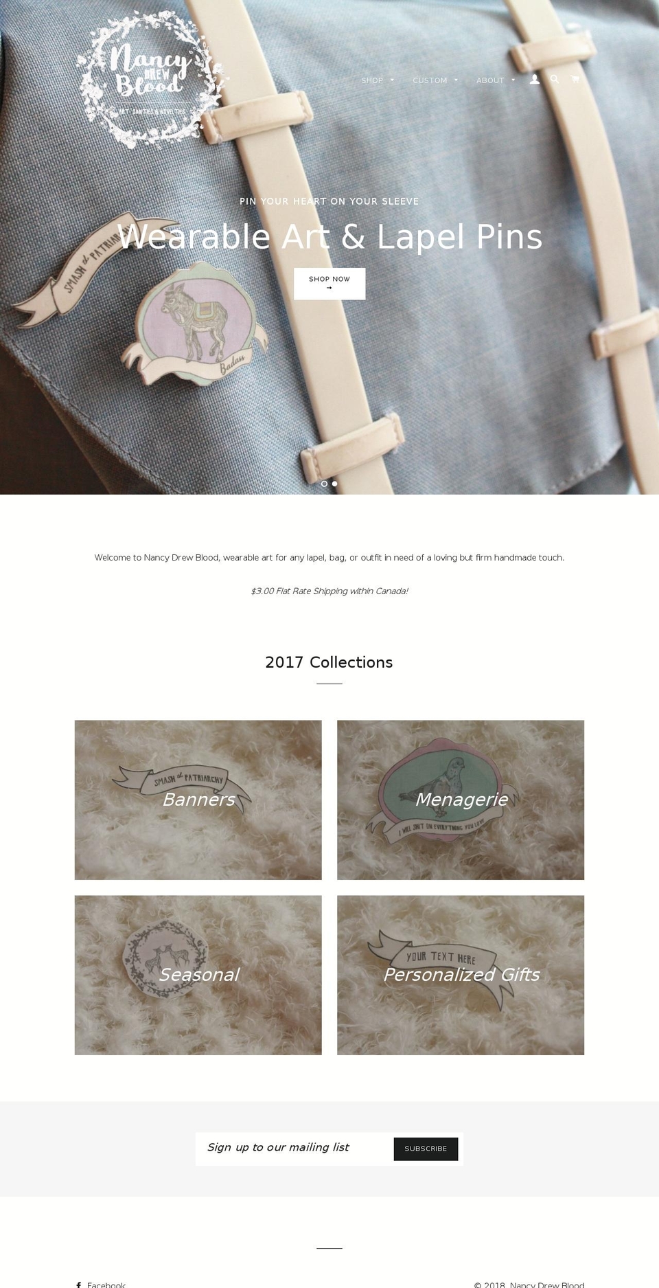 nancydrewblood.com — Shopify storefront screenshot