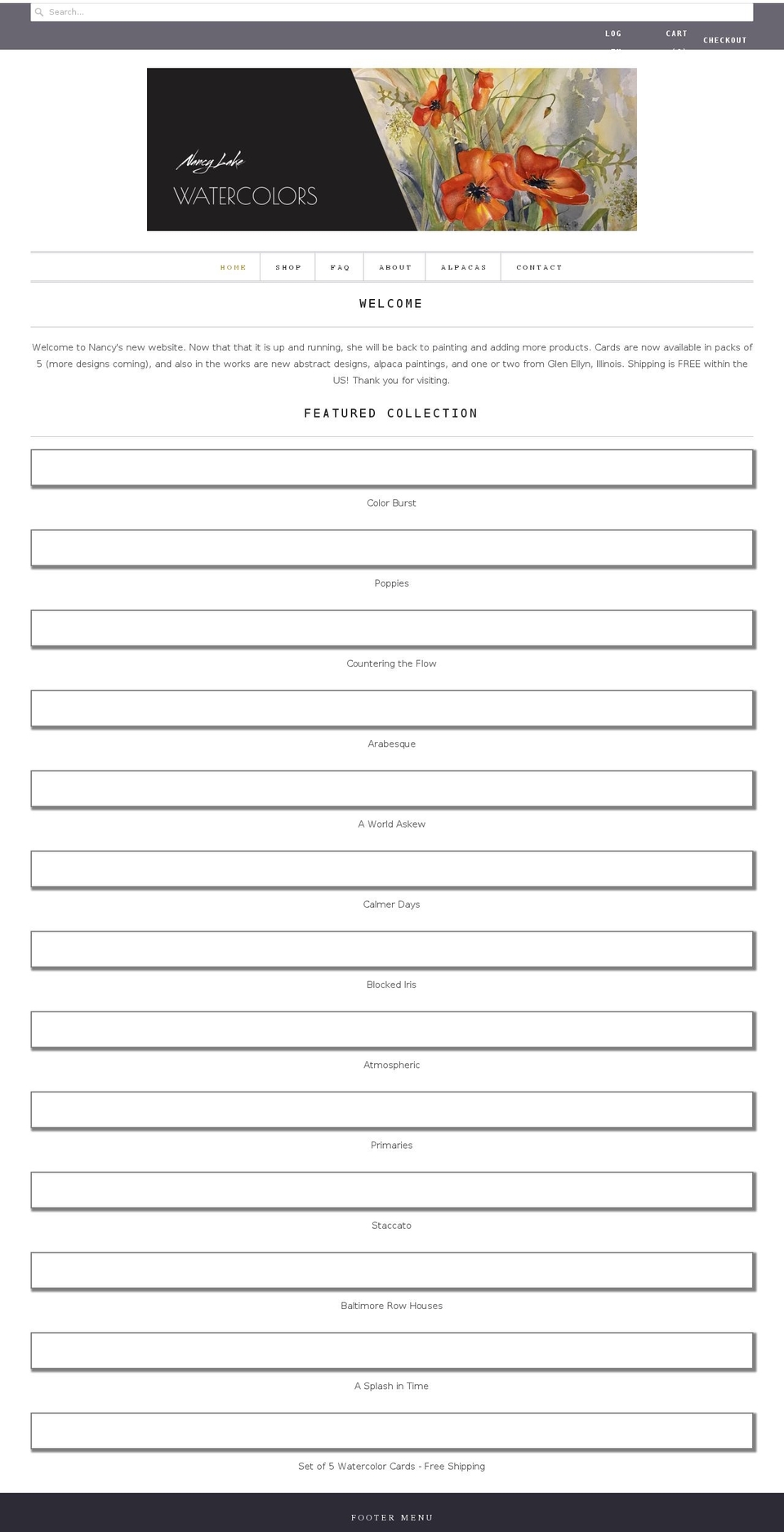 nancylakewatercolors.com shopify website screenshot