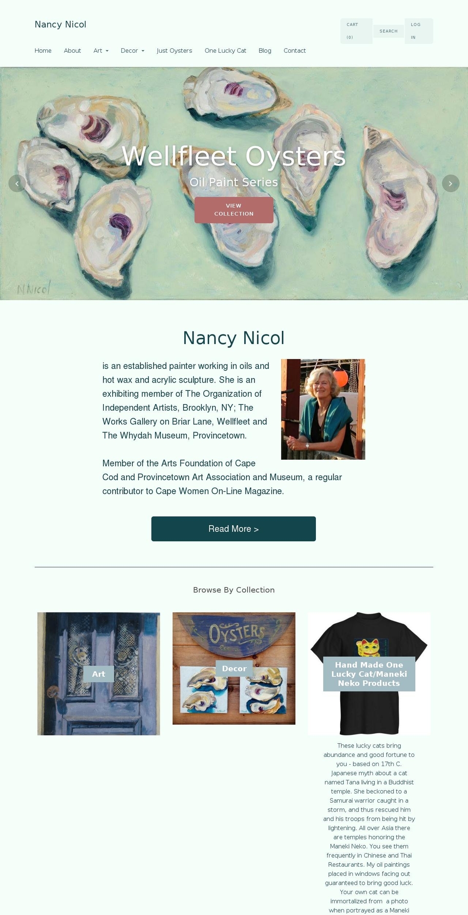 Cypress Shopify theme site example nancynicolart.com