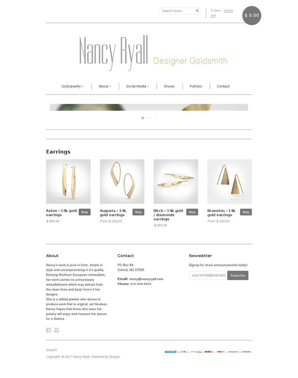 nancyryall.com shopify website screenshot