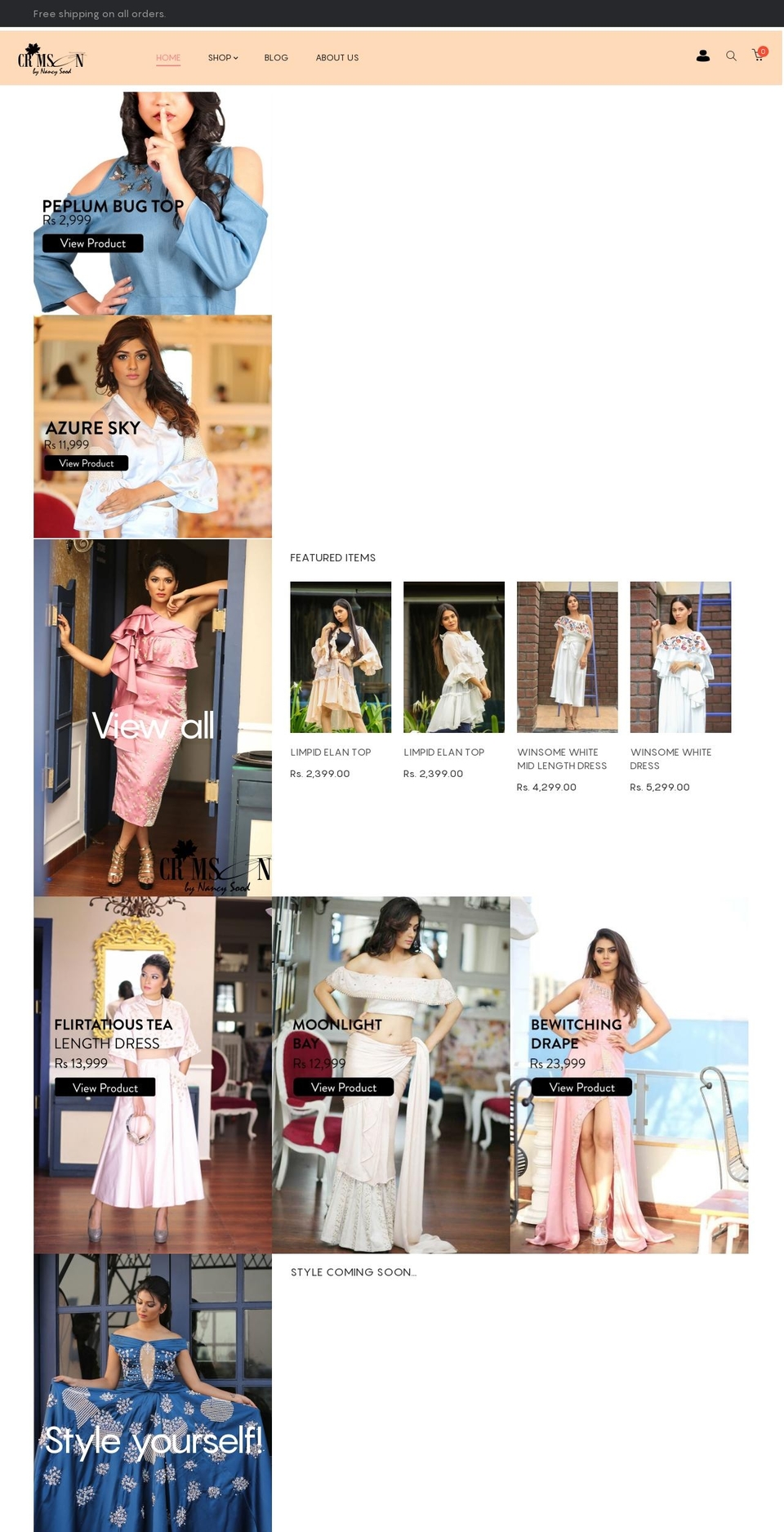 nancysood.com — Shopify storefront screenshot