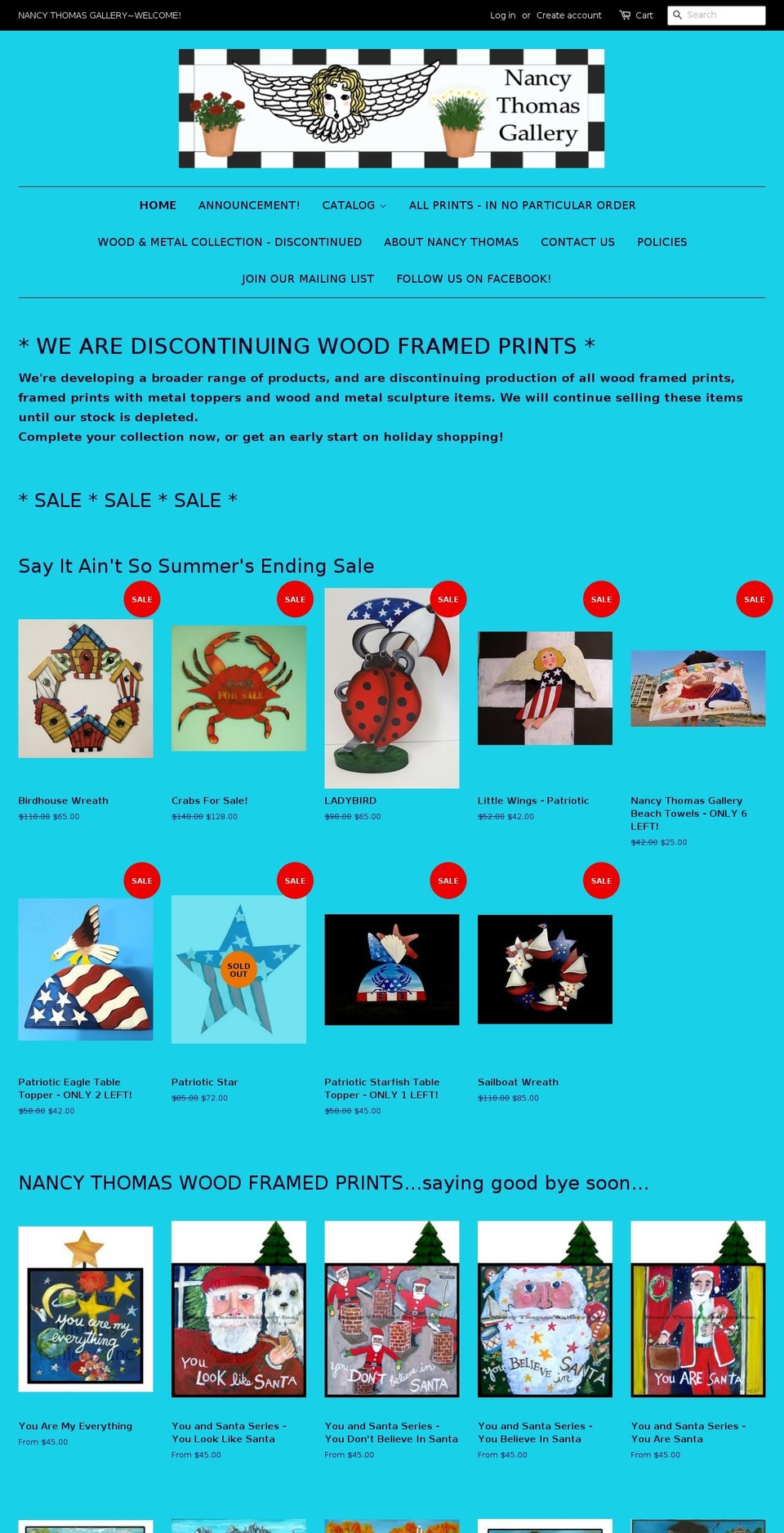 nancythomasgallery.com shopify website screenshot