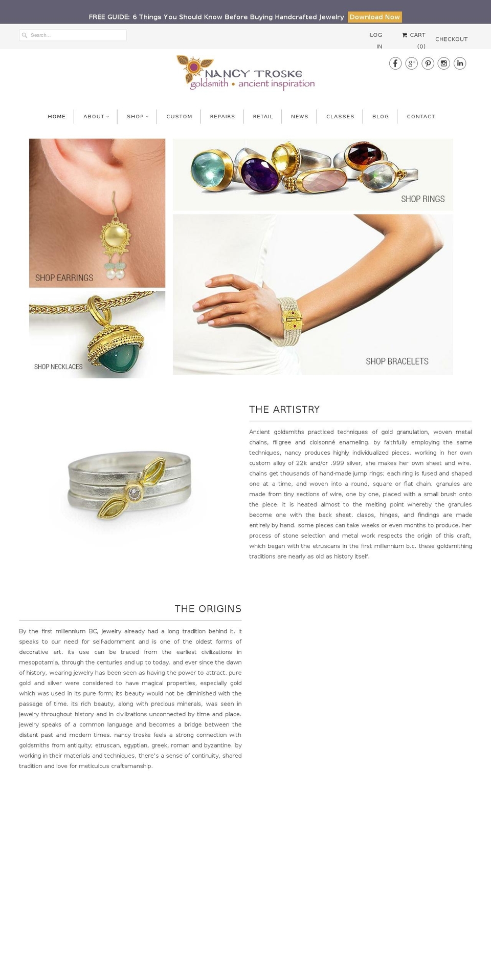 nancytroskejewelry.com — Shopify storefront screenshot