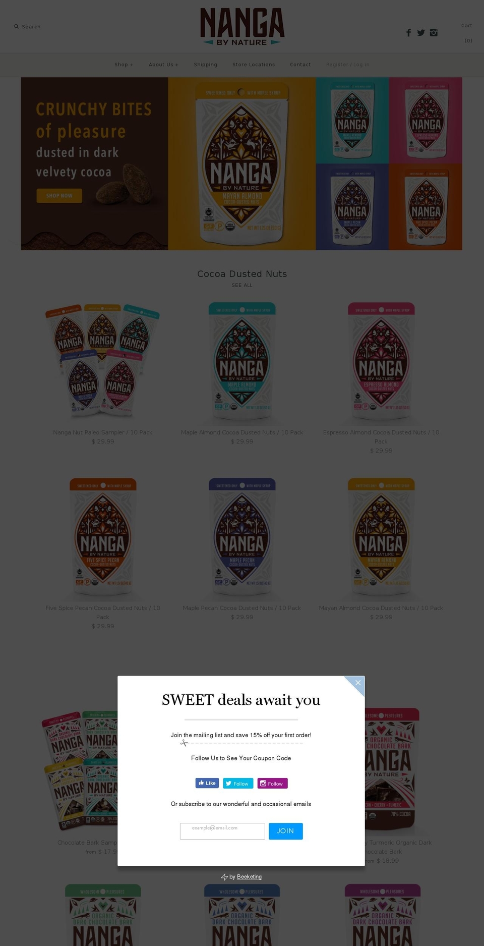 nangachocolates.com — Shopify storefront screenshot