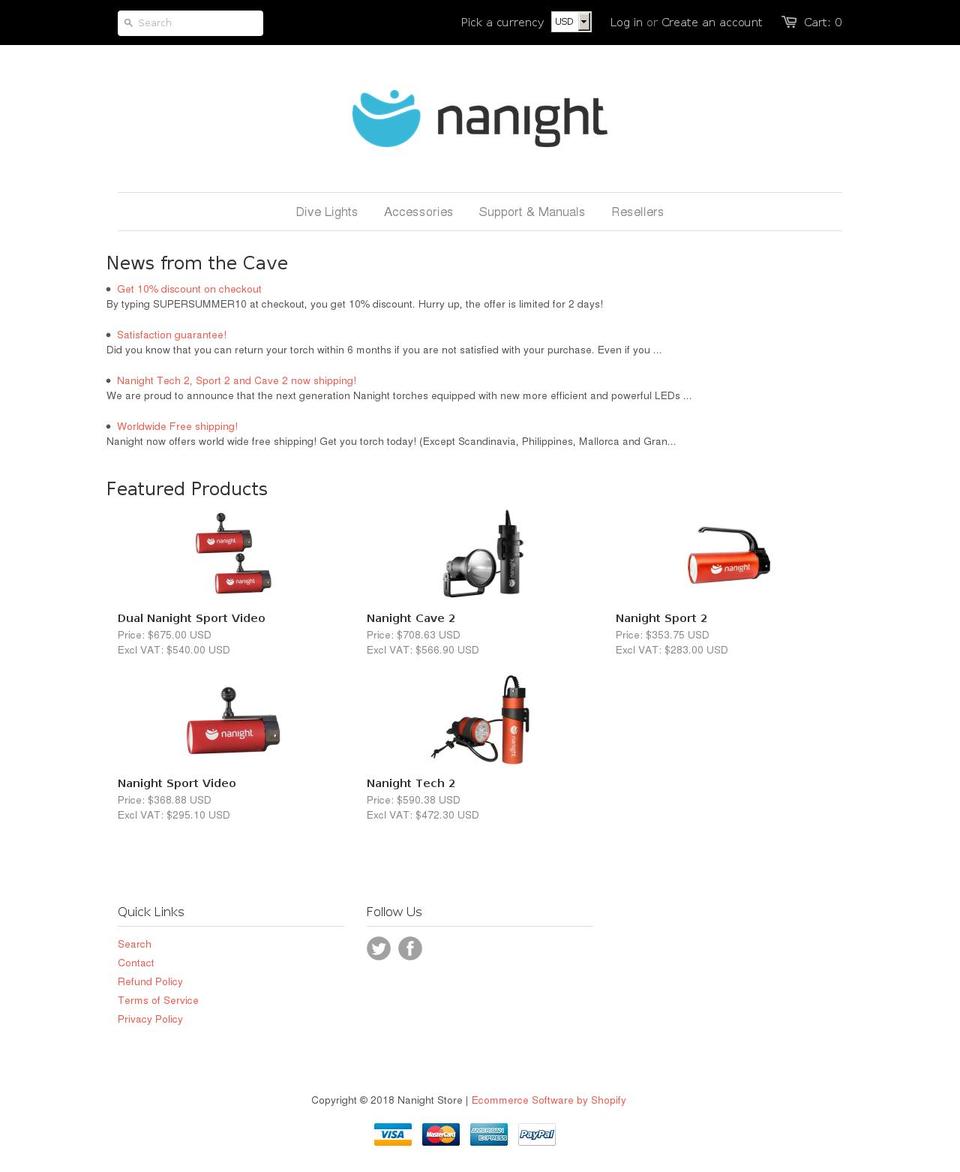 nanight.se shopify website screenshot