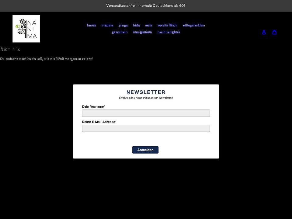 nanima.shop shopify website screenshot