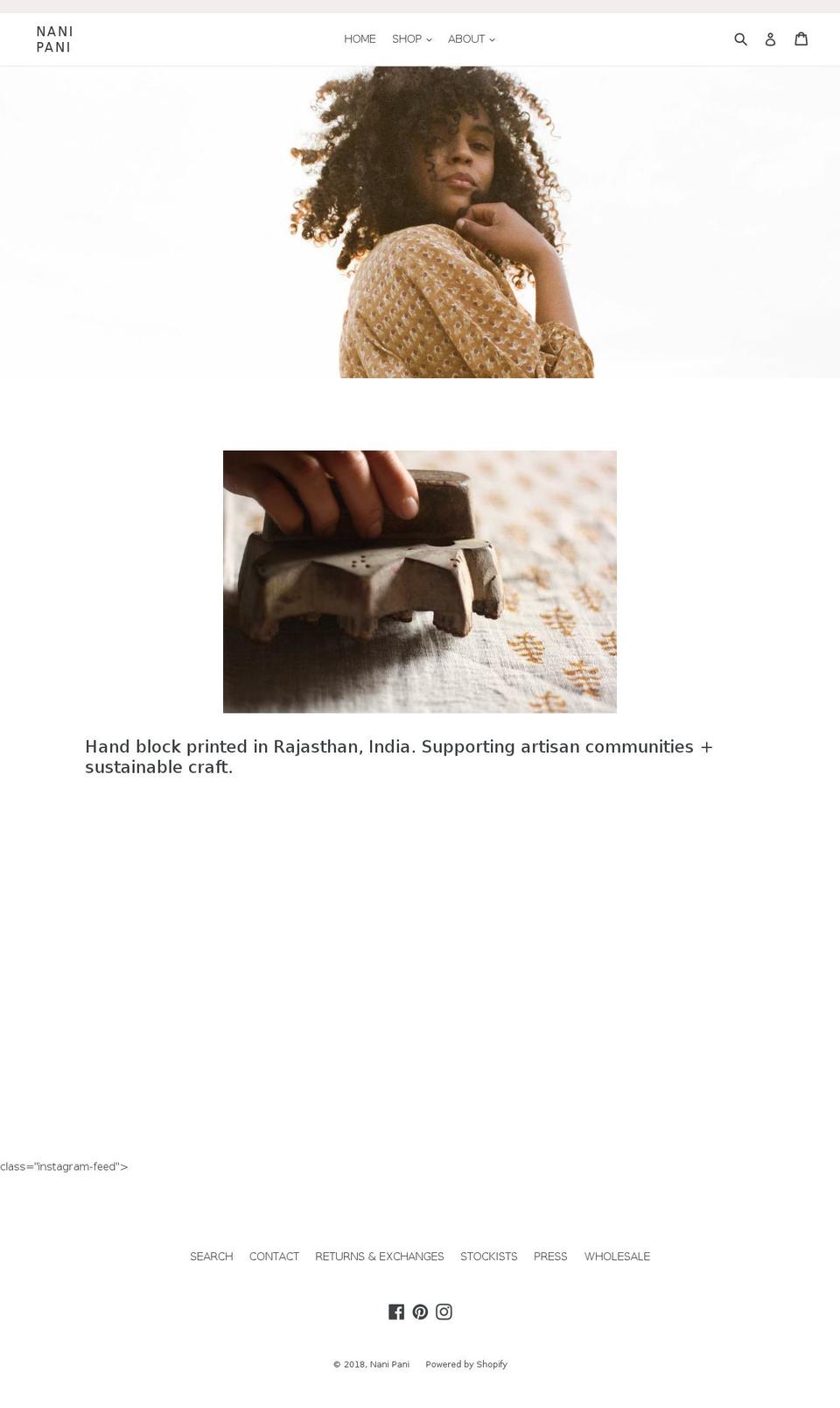 nanipani.com — Shopify storefront screenshot