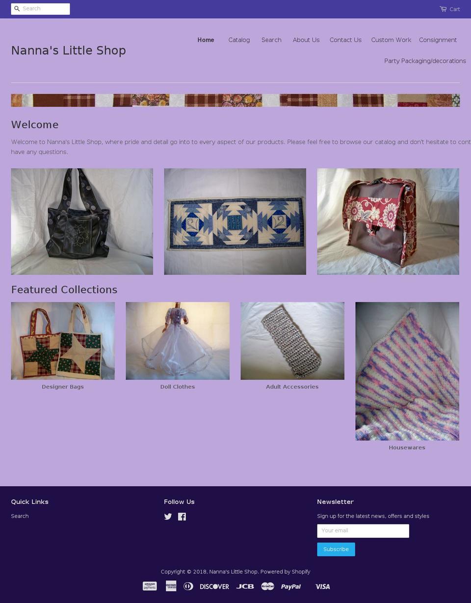 nannaslittleshop.com — Shopify storefront screenshot
