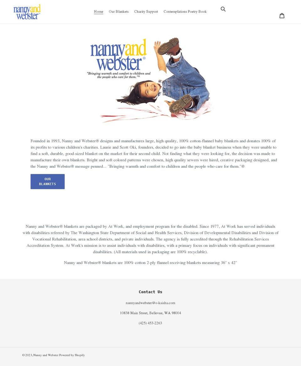 nannyandwebster.com shopify website screenshot