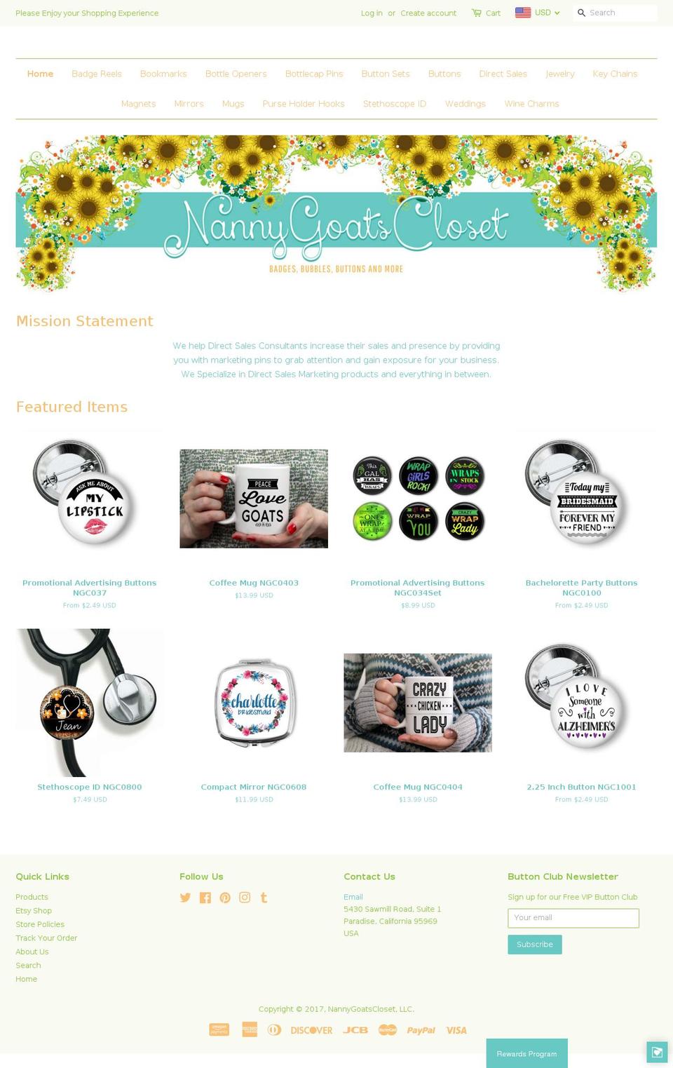 nannygoatscloset.com shopify website screenshot