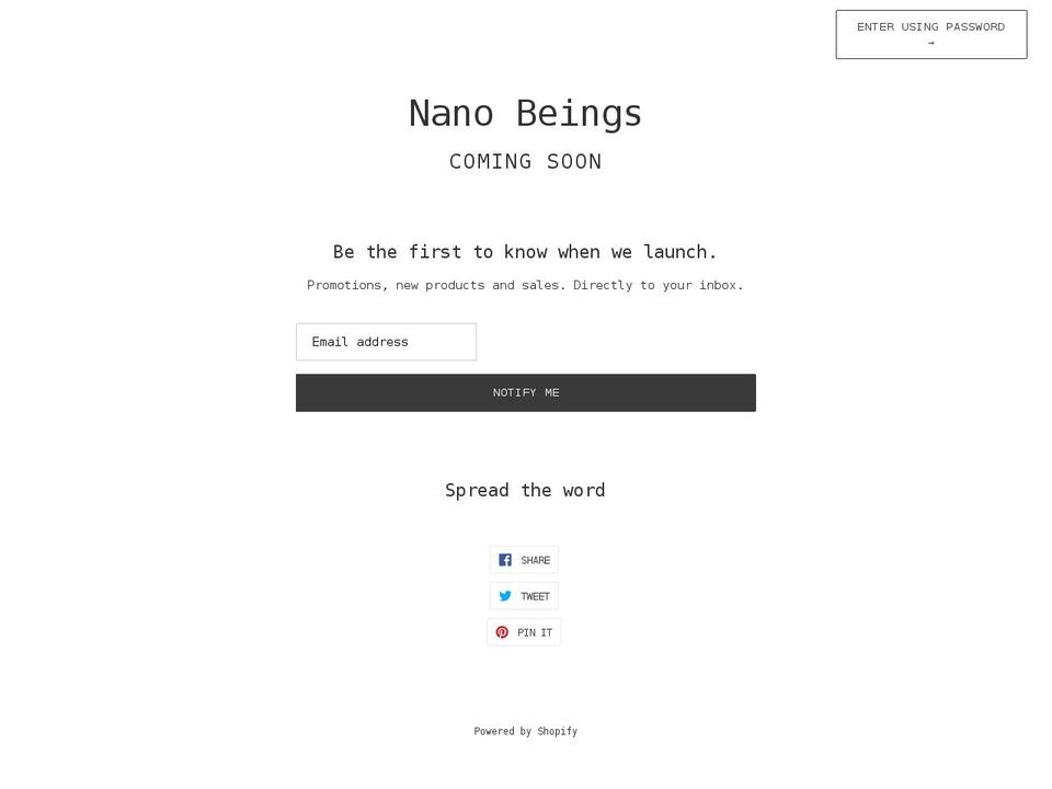 nano-beings.myshopify.com shopify website screenshot