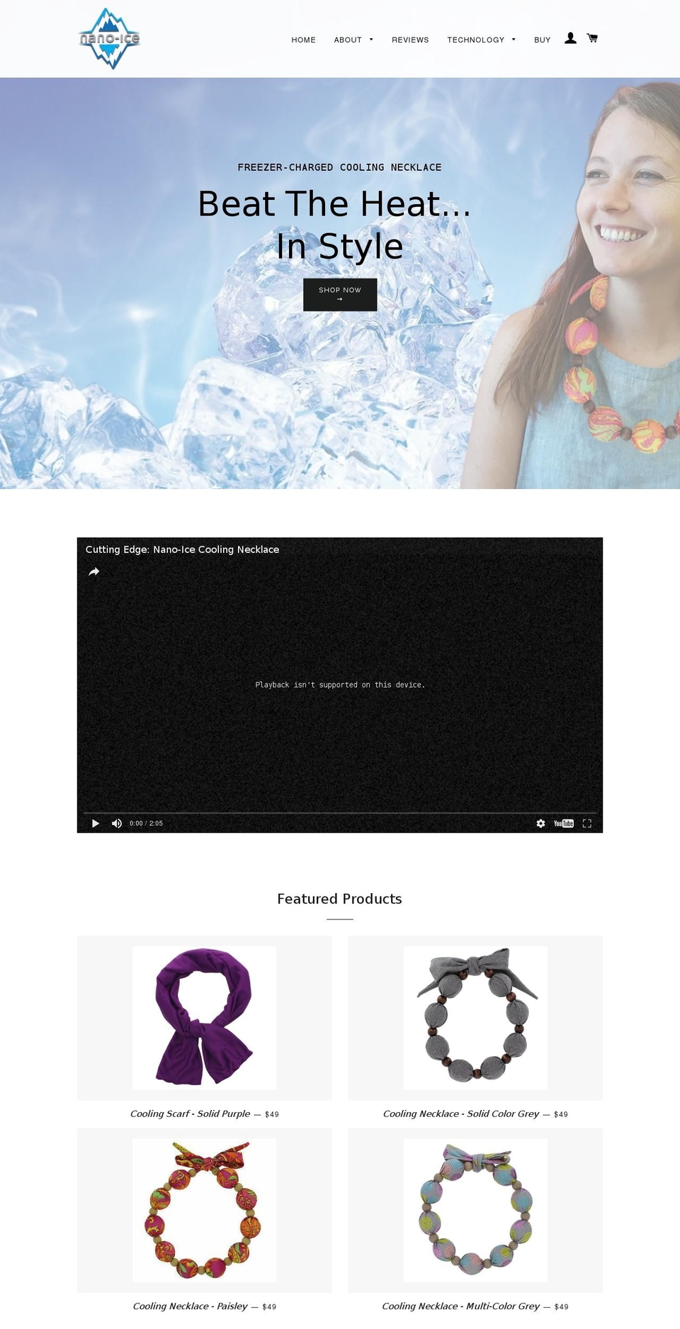 nano-ice.com shopify website screenshot