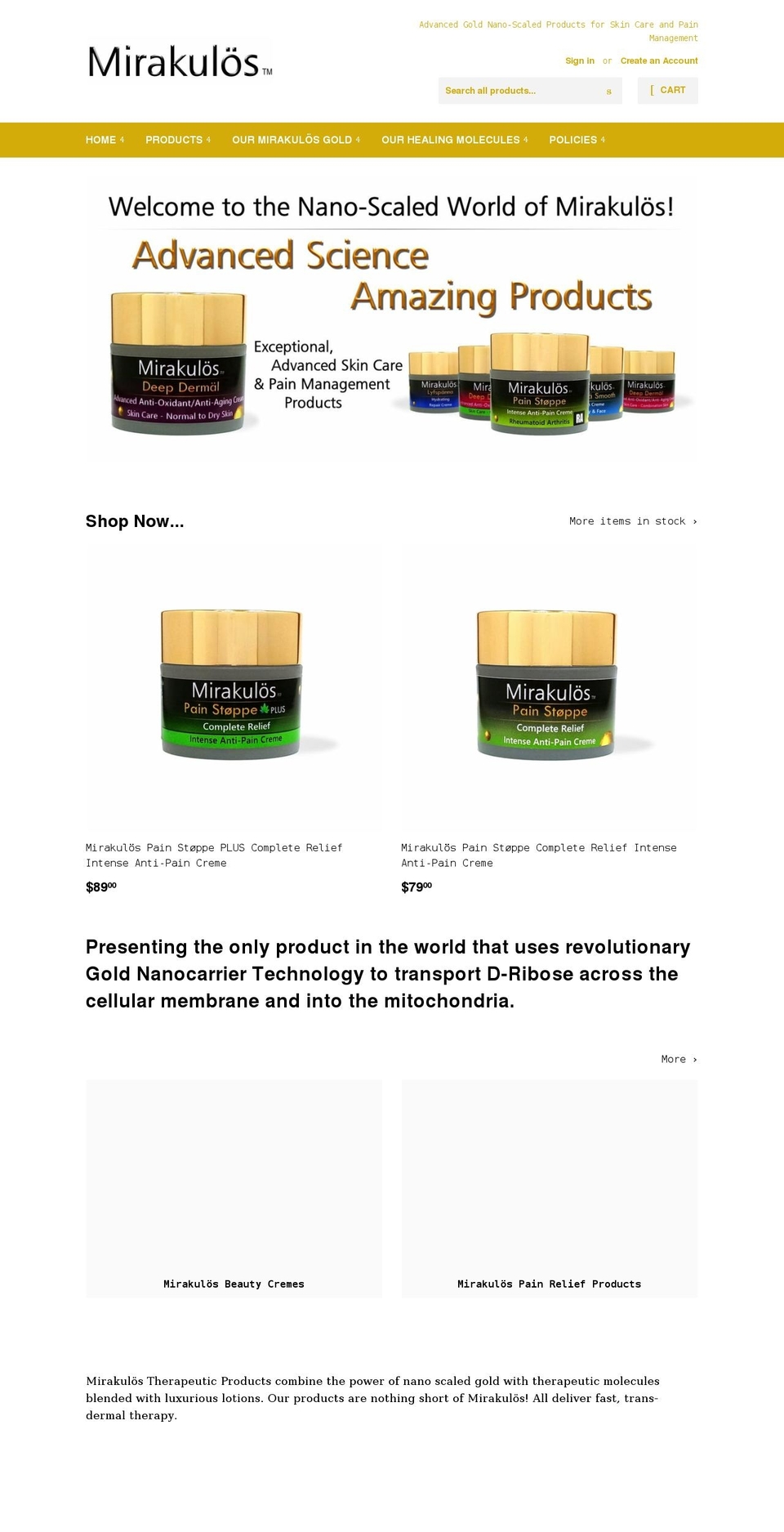nanogoldelements.com shopify website screenshot