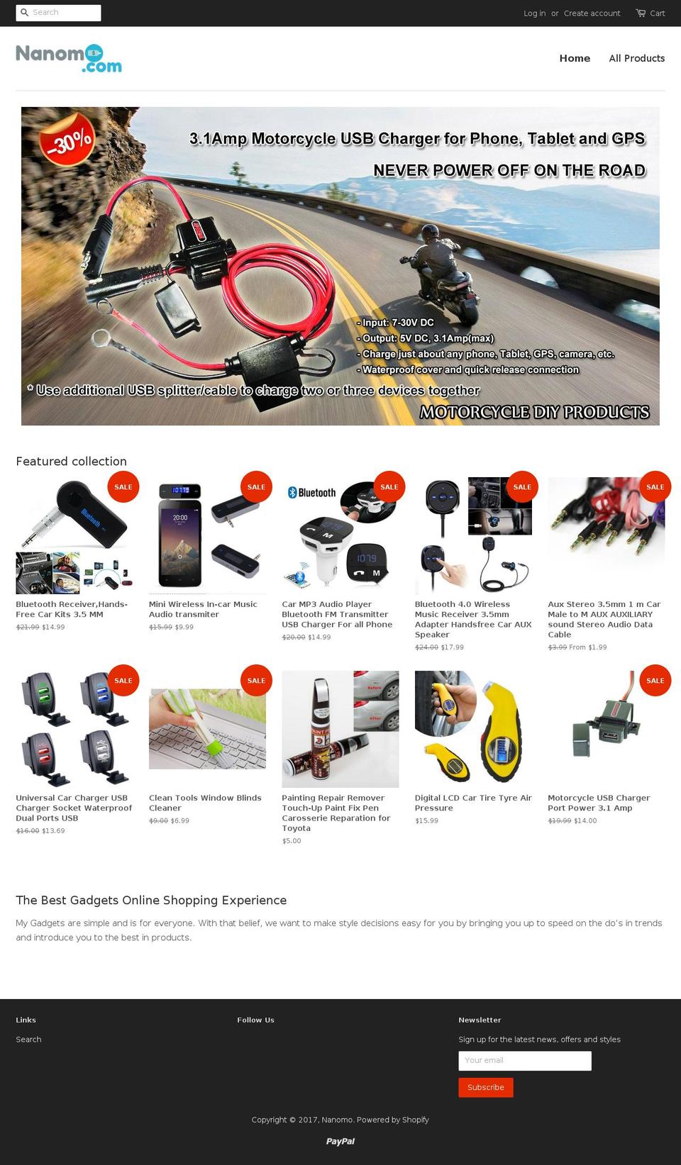 nanomo.com shopify website screenshot