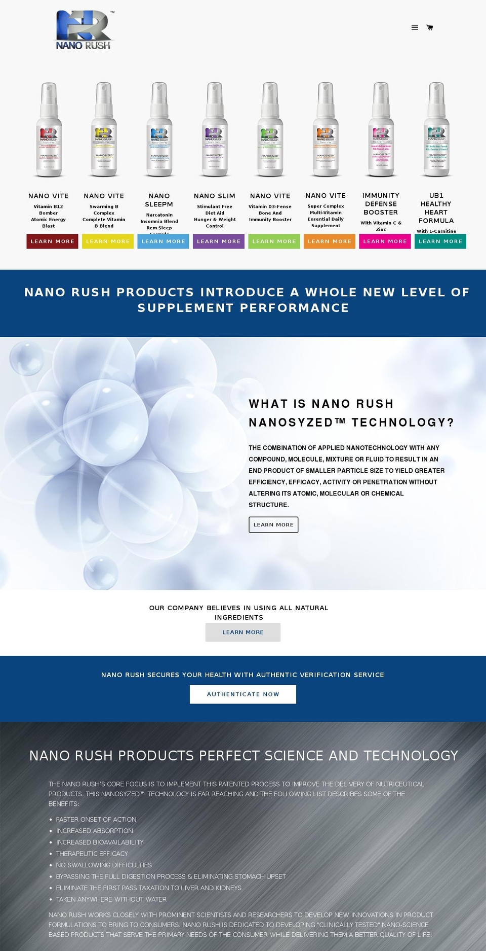 nanorush.com shopify website screenshot
