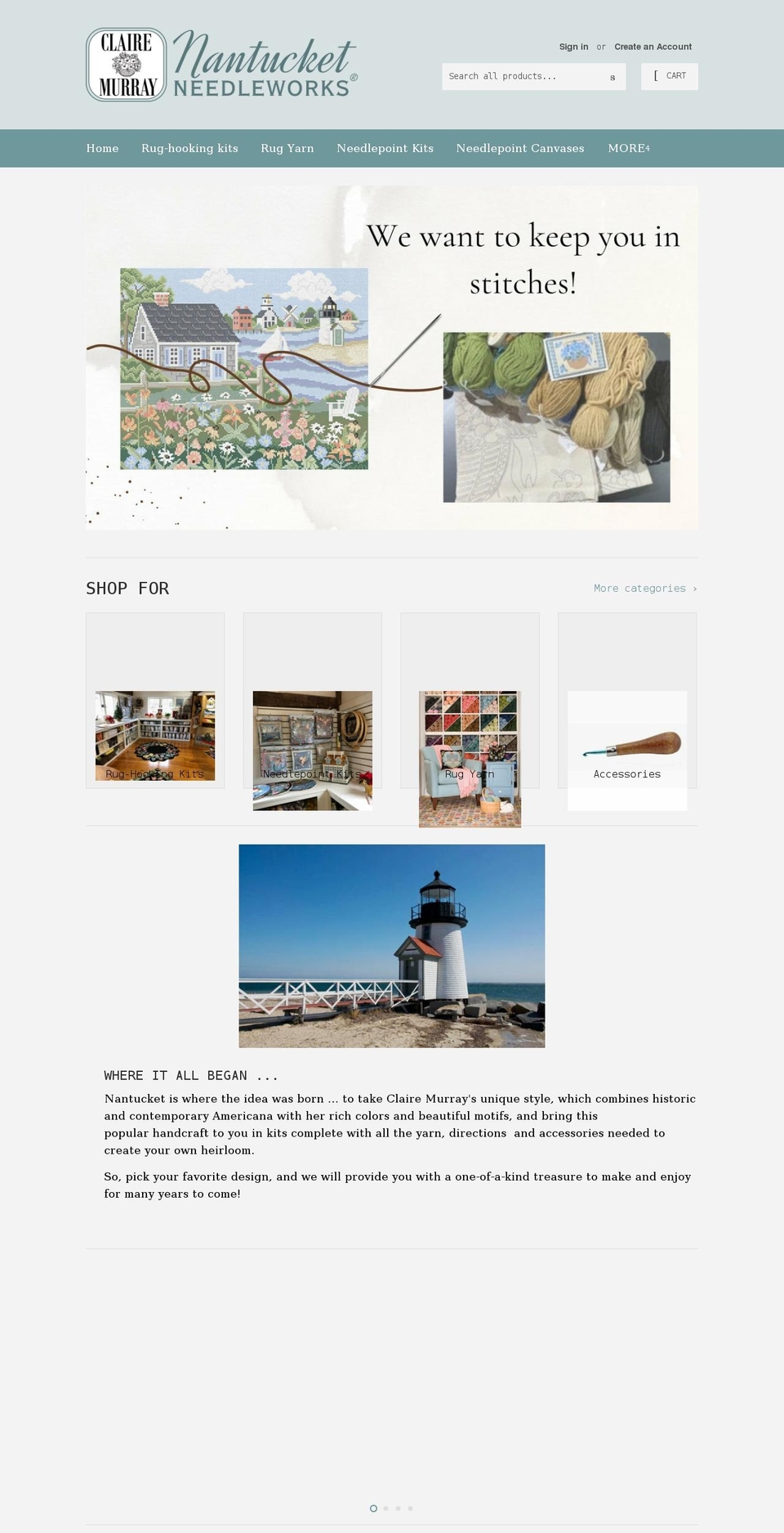 nantucketneedleworks.com shopify website screenshot
