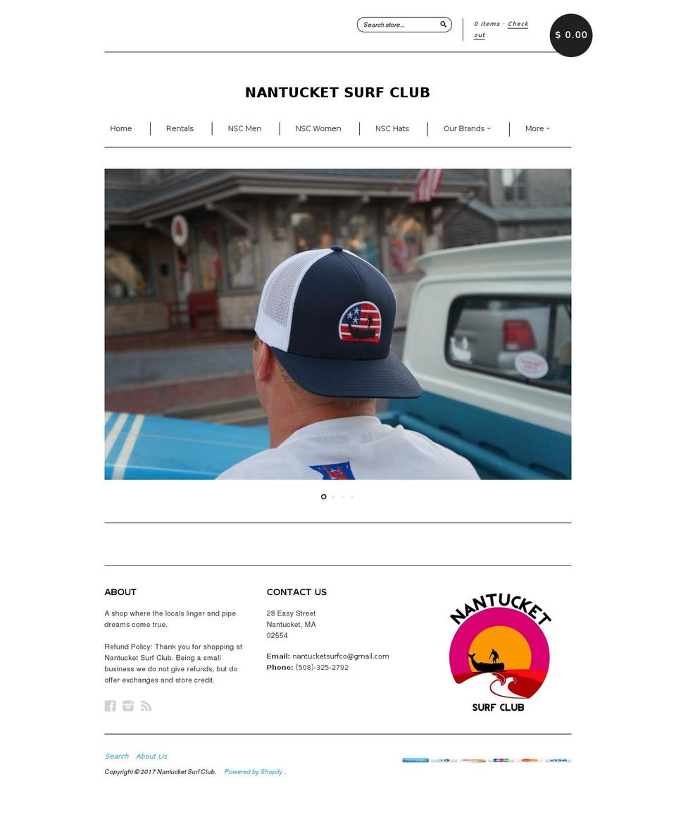 nantucketsurfcompany.com shopify website screenshot