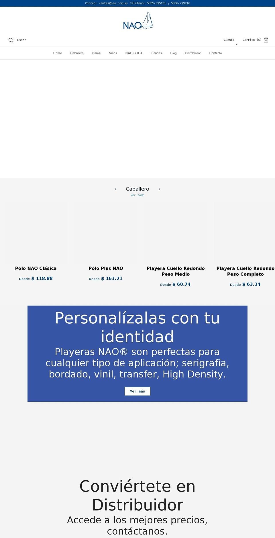 nao.com.mx shopify website screenshot