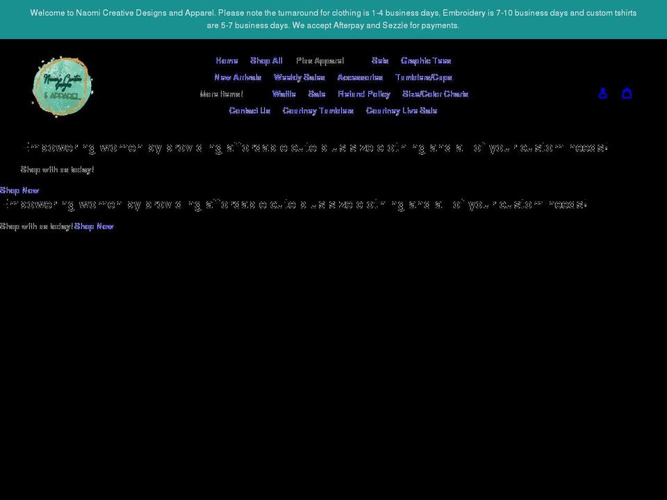 naomicreativedesigns.com shopify website screenshot