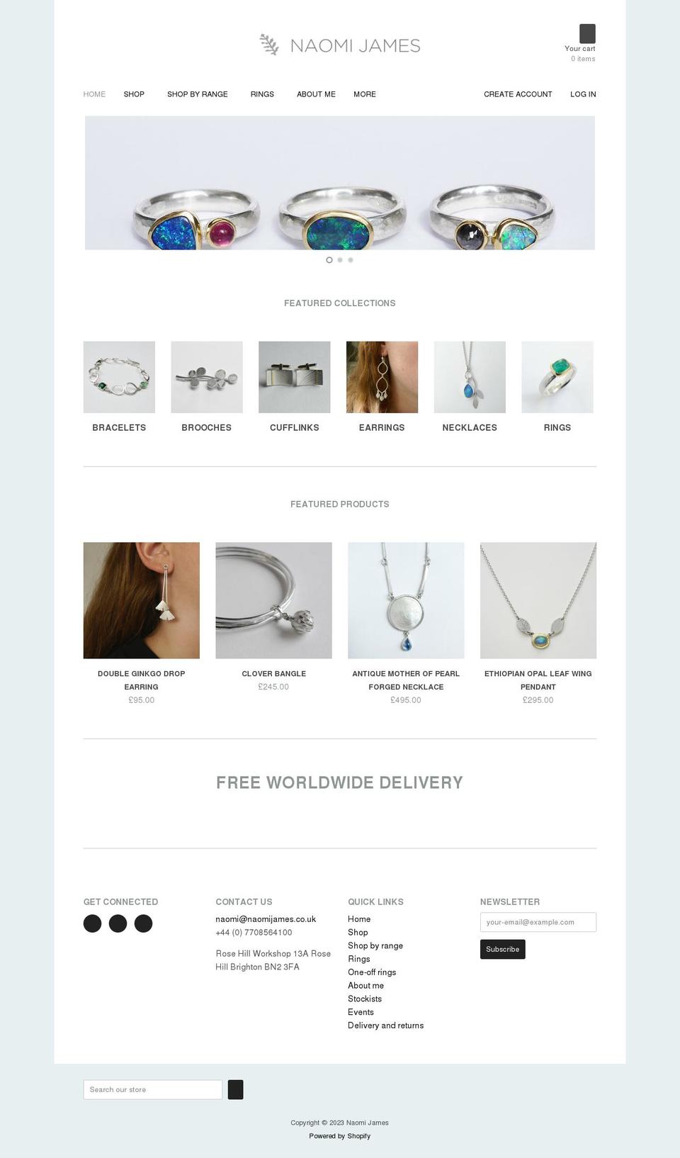 naomijames.uk shopify website screenshot