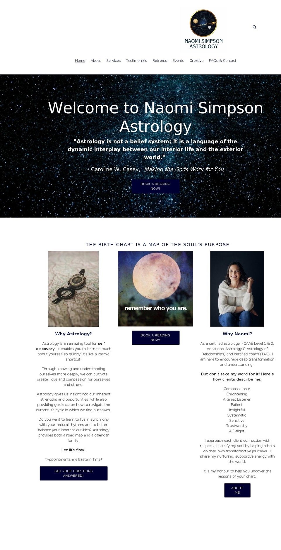 naomisimpsonastrology.com shopify website screenshot