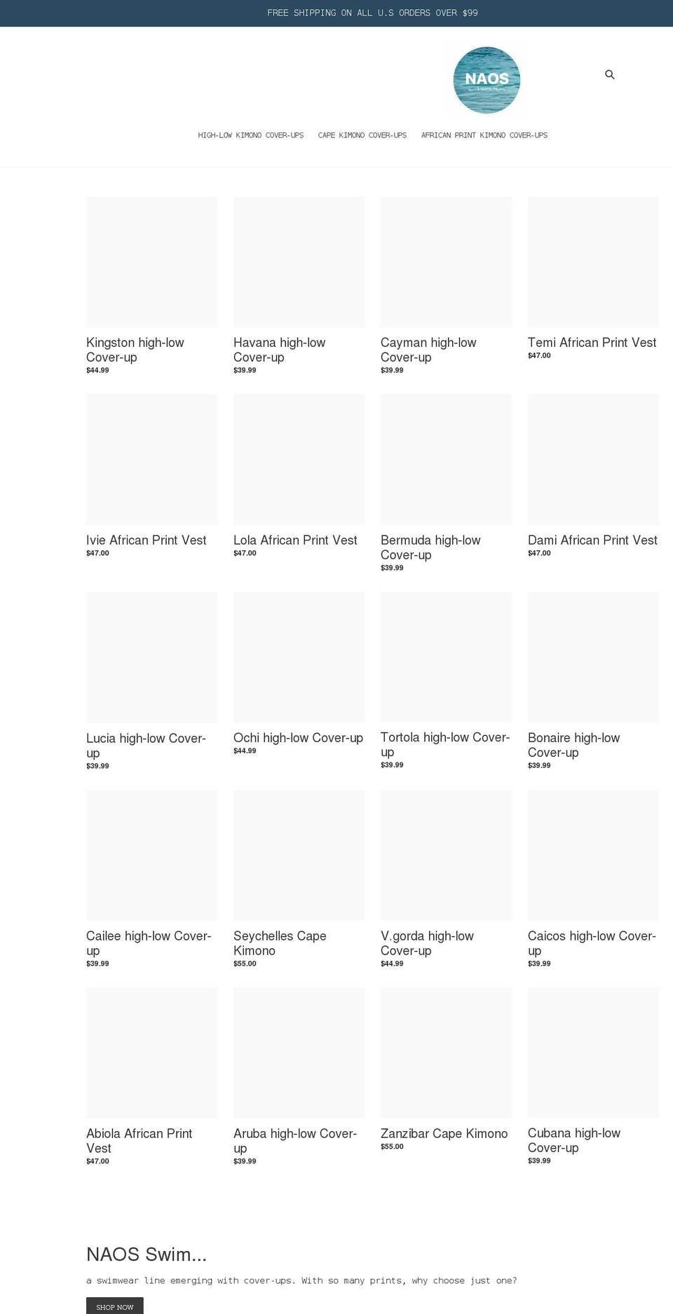 naosswim.com shopify website screenshot