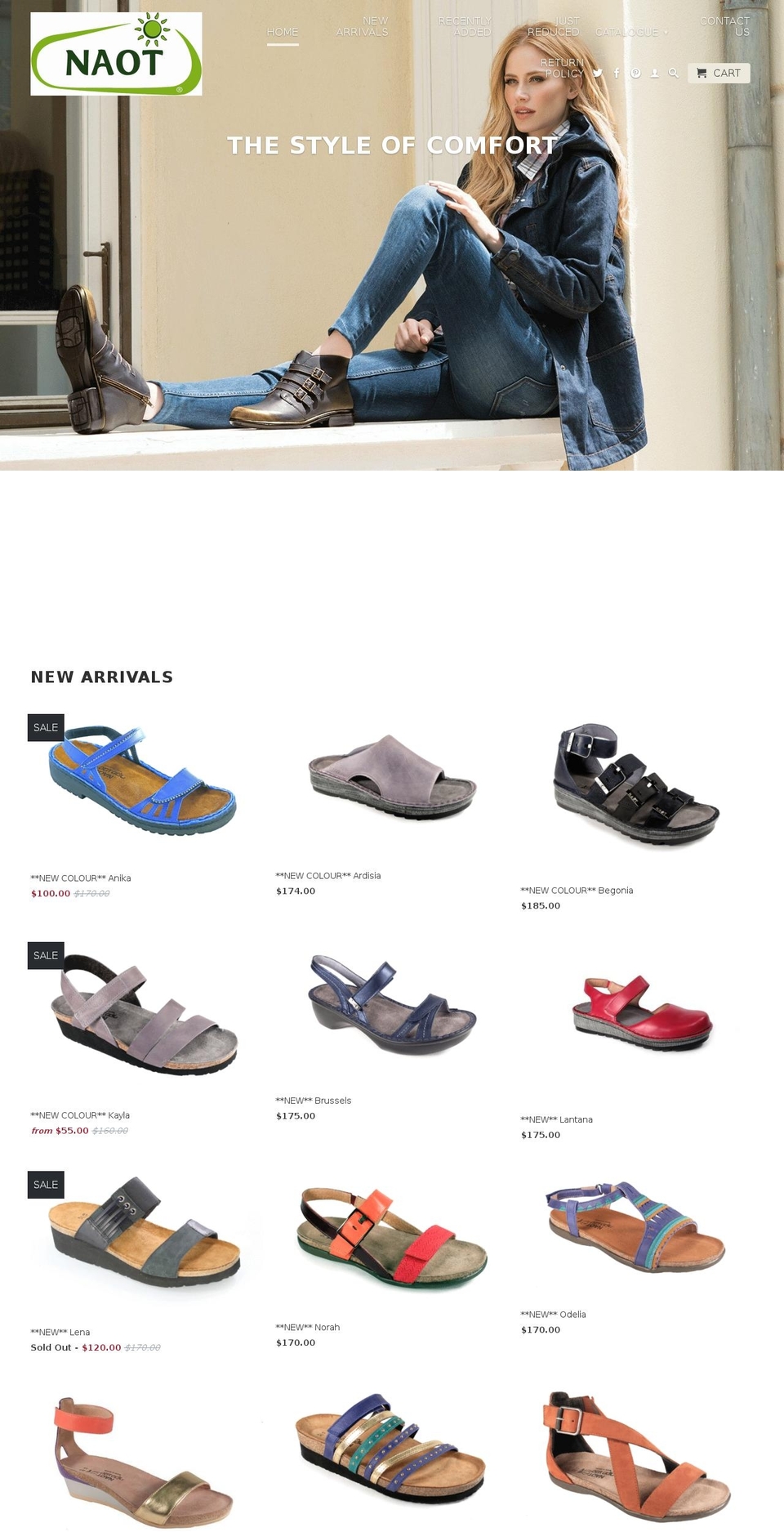 naotfootwearatprairiedogonline.com — Shopify storefront screenshot