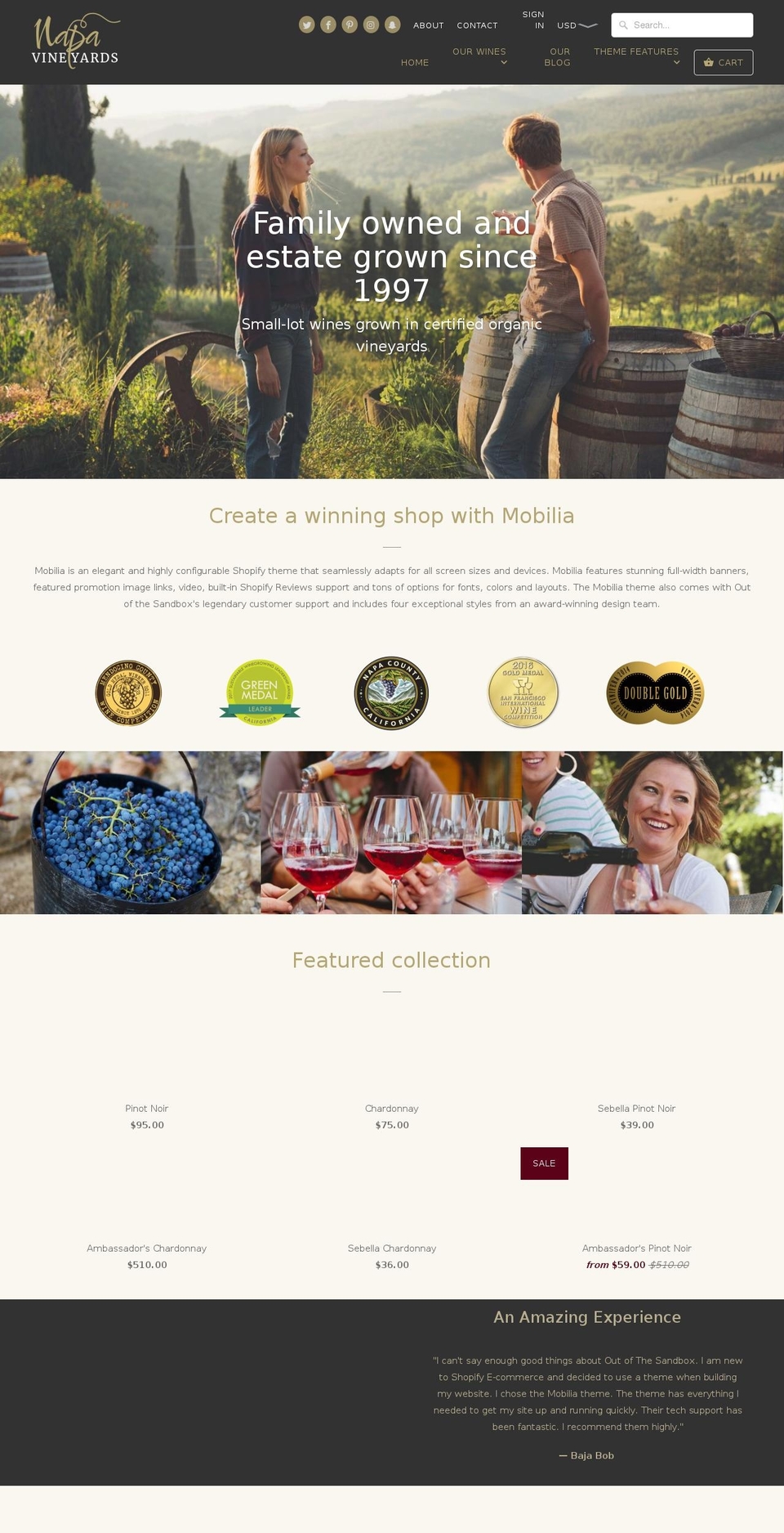 napa-vineyards.myshopify.com shopify website screenshot