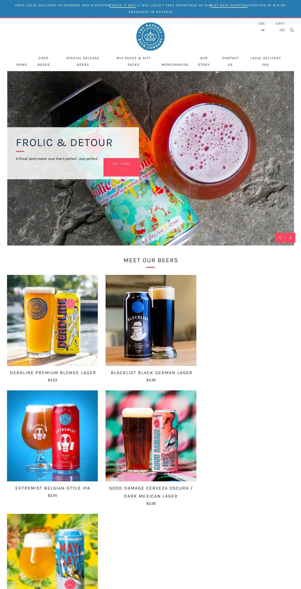 napaneebeer.ca shopify website screenshot