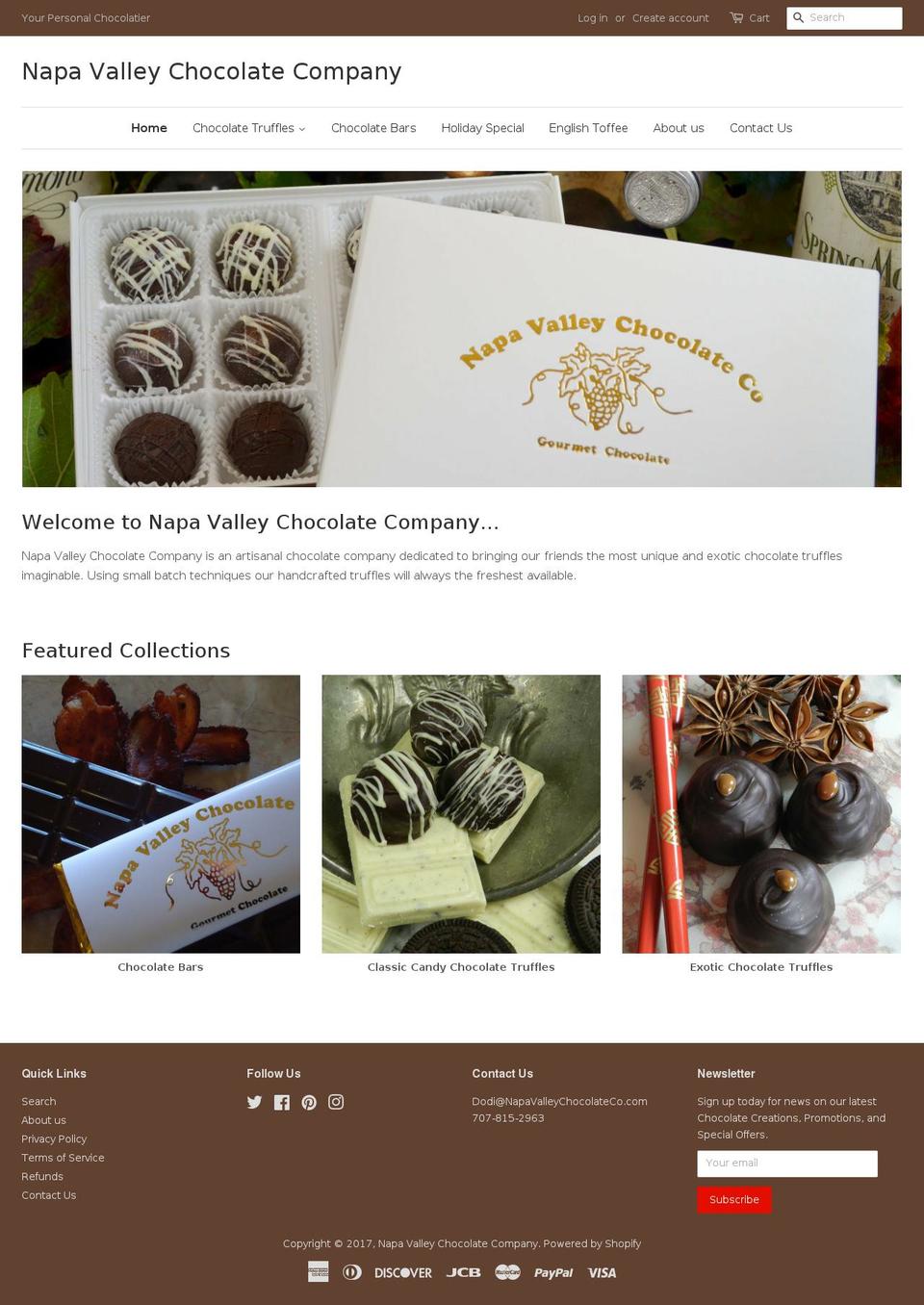 napavalleychocolateco.com shopify website screenshot