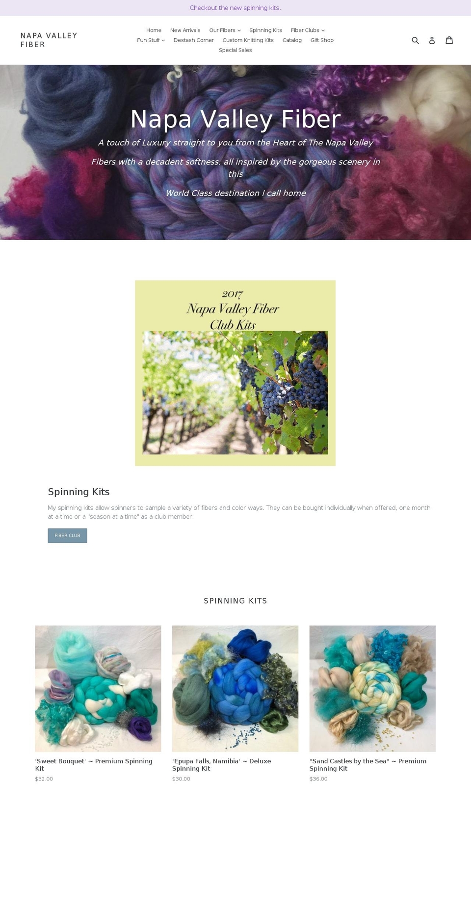 napavalleyfiber.com shopify website screenshot