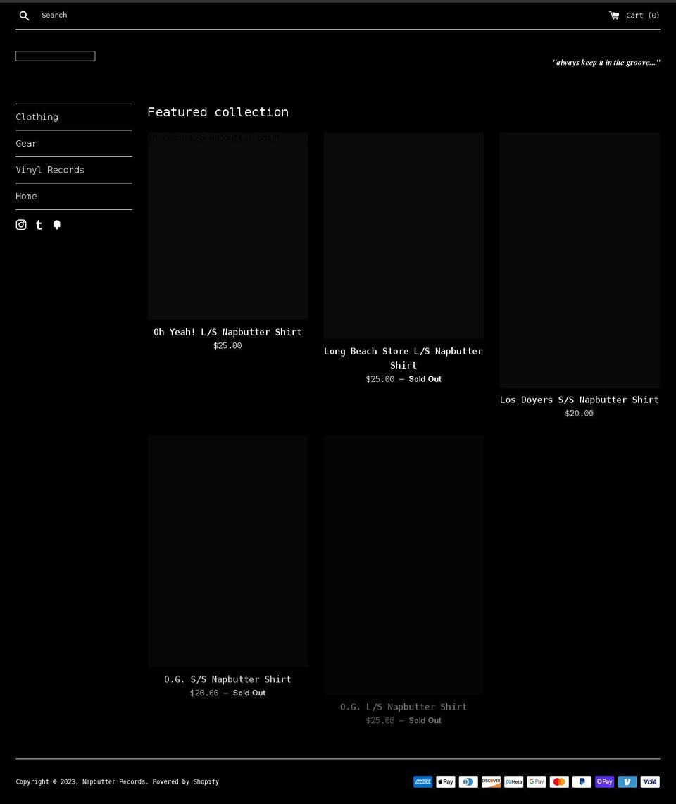 napbutterrecords.net shopify website screenshot