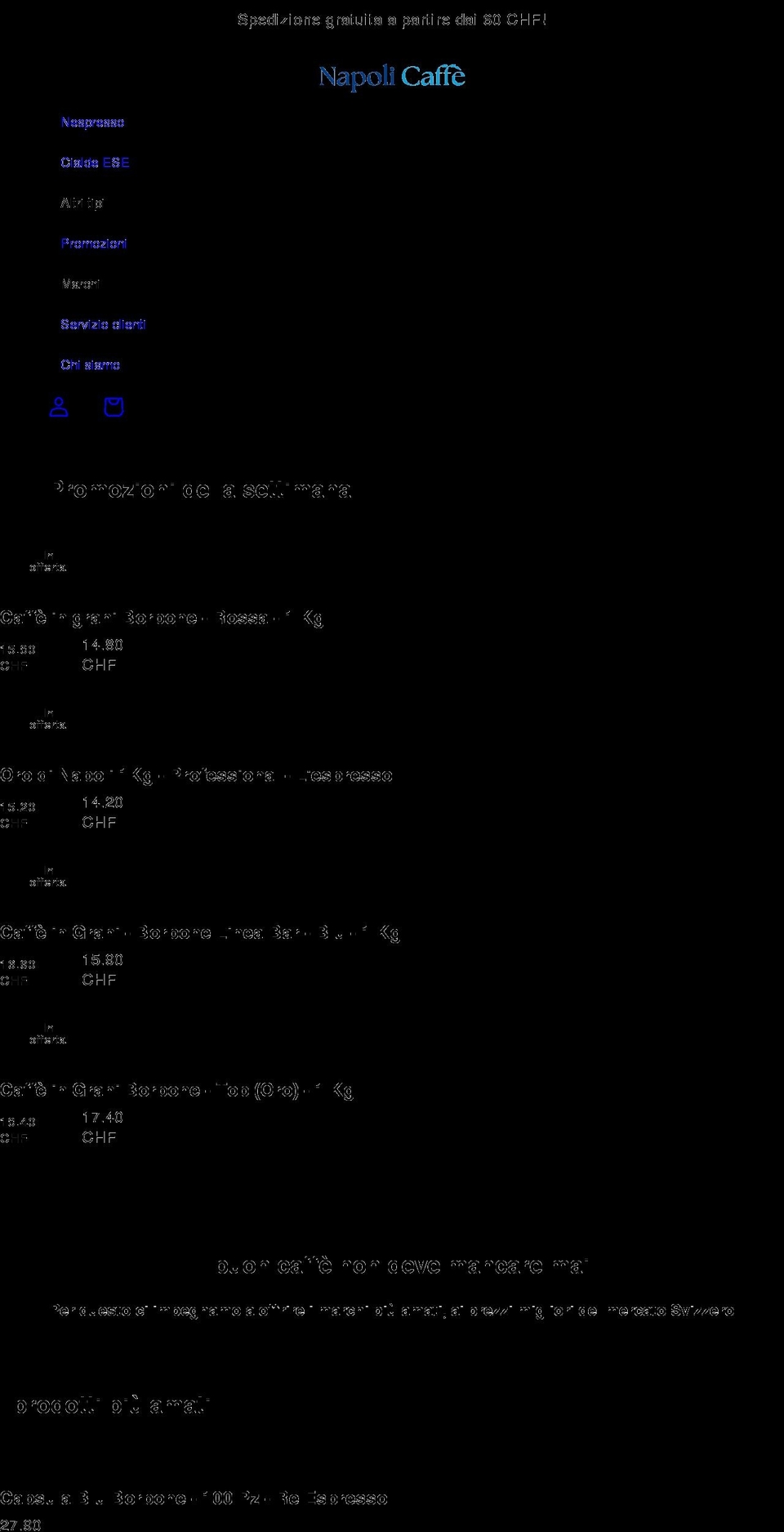 napolicaffe.ch shopify website screenshot