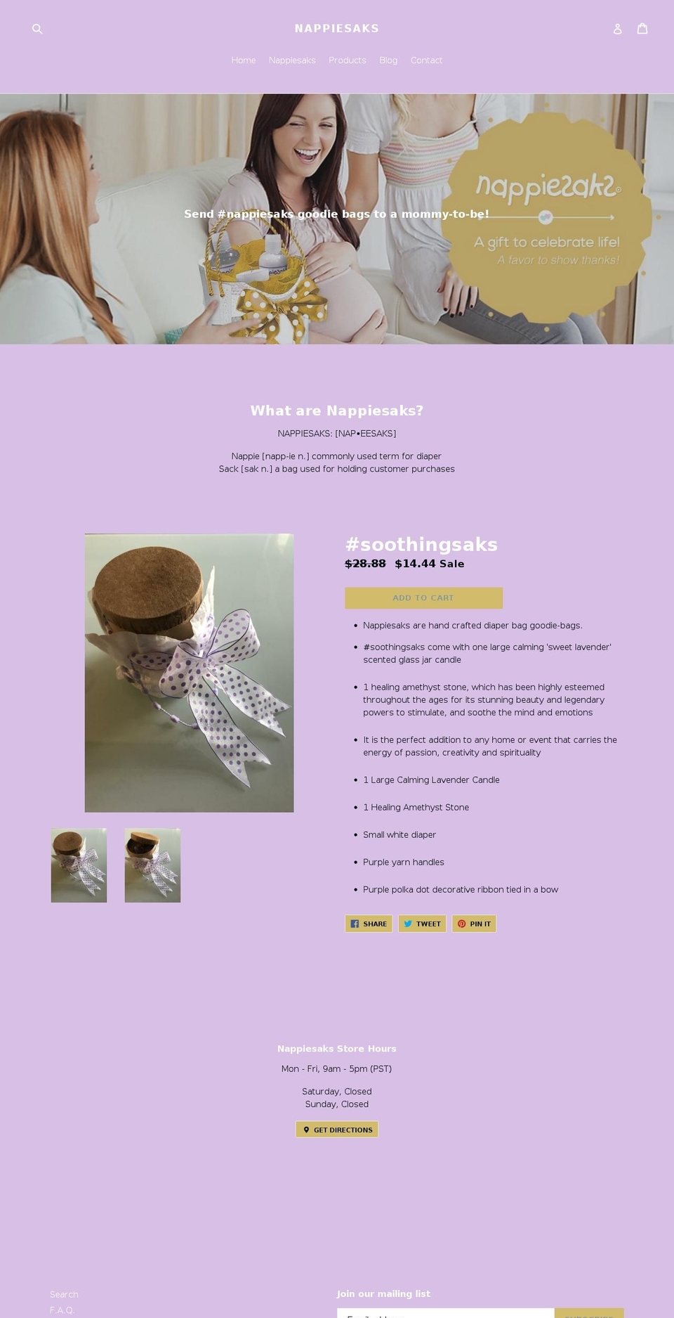 nappiesaks.com shopify website screenshot