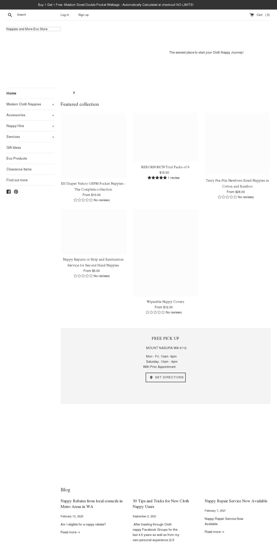 nappiesandmore.com.au shopify website screenshot