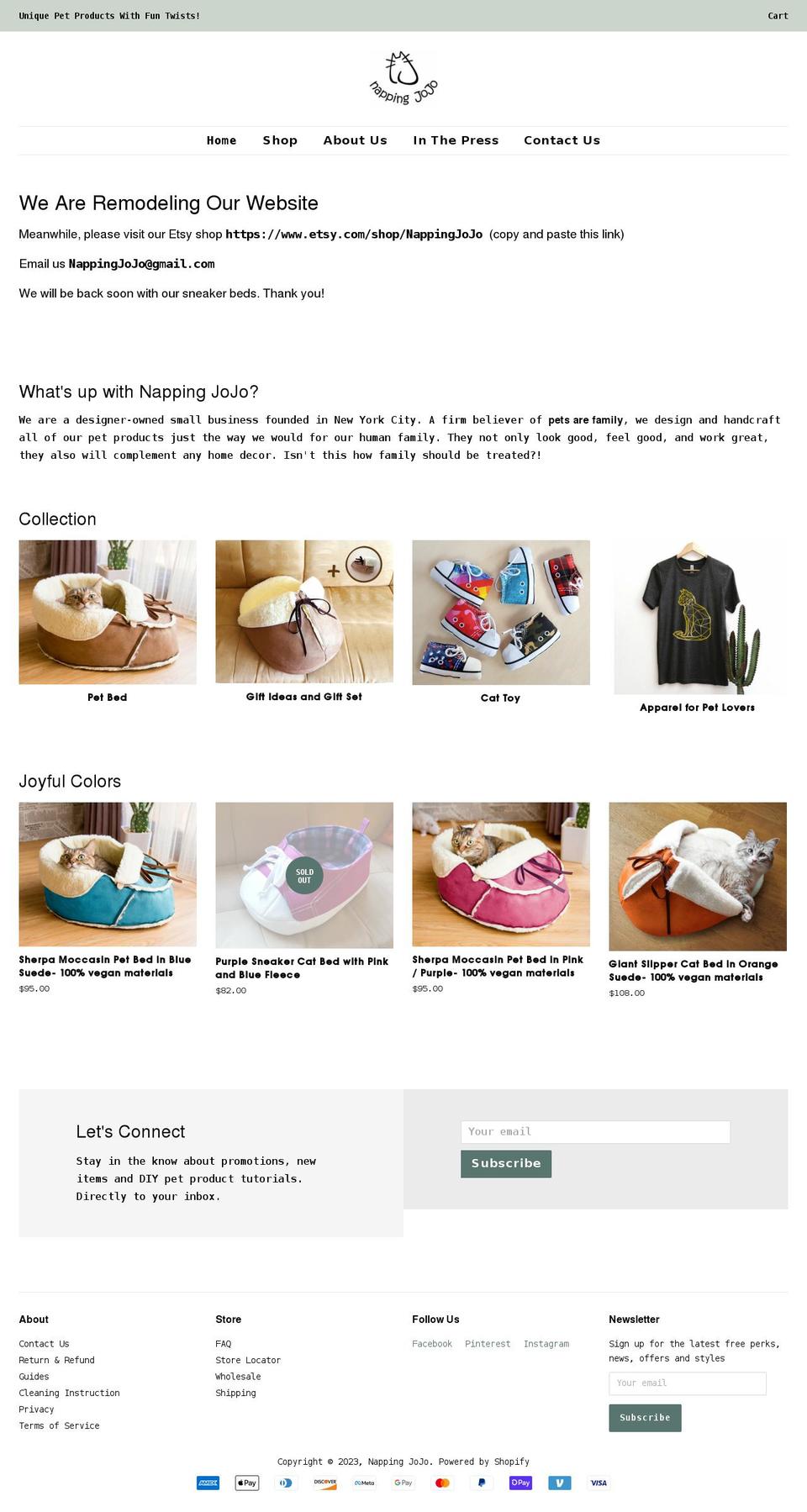 nappingjojo.com shopify website screenshot
